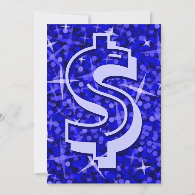 Convite '$' azul escuro Glitz (Frente)