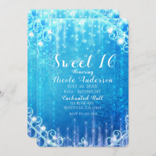 Convite Azul Espumante Congelado De Gelo Doce 16 Festa de 