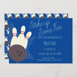 Convite Azul Festa de aniversário Boliche da Beco