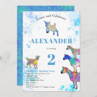 Azul Festa de aniversário de Cabra de Aquarela Col