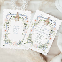 Azul Fita Floral Chá de fraldas