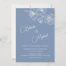 Azul Floral Branco Profundo Empoeirado | Casamento