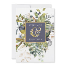 Azul Floral Moderno e Verde w Casamento Ampersand