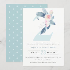 CONVITE AZUL FLORESCÊNCIA ROSADA SUAVE ANIVERSÁRIO DE QUAL