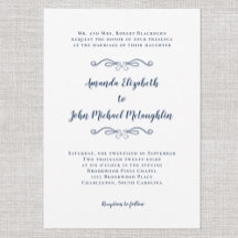 Azul Formal Simples de Casamento Clássico de Scrip