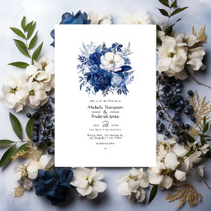Convite Azul Francês, Branco Vintage e Casamento Floral Na