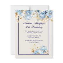 Azul gelado e Marinho Floral Aniversário