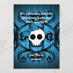 Convite Azul gótico e preto - 5 x 7 anos