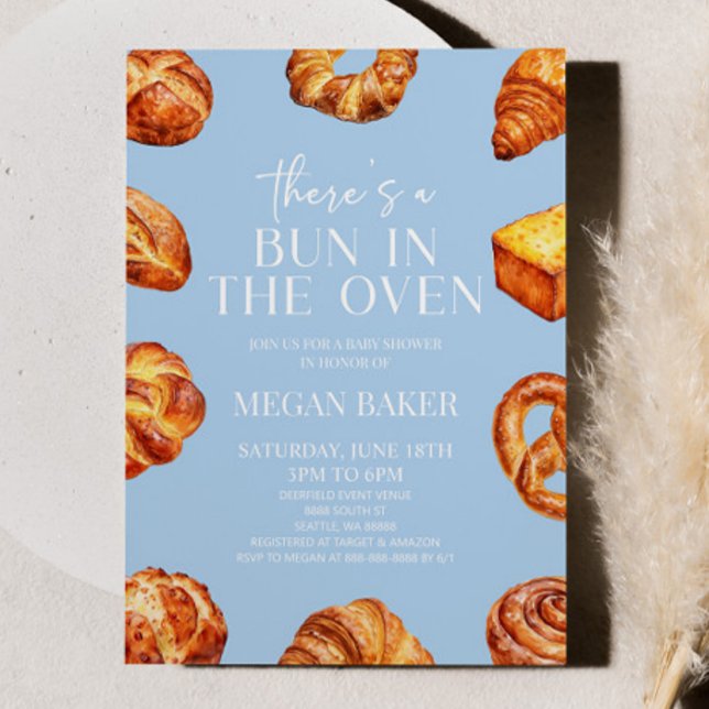 Convite Azul Há um ferrão no Chá de fraldas do pão (Criador carregado)