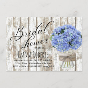 Convite Azul Hydrangea Floral Jar Chá de panela Russo