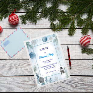 Convite Azul-Icy Elegante Verificado Por Aquarela