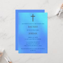 Convite Azul Invitación de bautizo