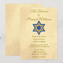 Convite Azul Judeu e Estrela Dourada de David Wedding