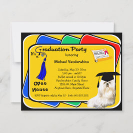 Convite azul maltês da festa de formatura