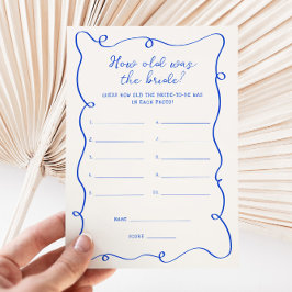 Convite Azul manuscrito Quantos anos tinha a noiva