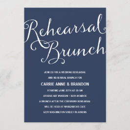 Convite Azul Marinho | Brunch de ensaio de caligrafia russ