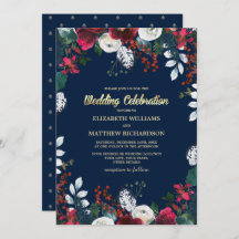 Azul Marinho | Casamento de Burgundy Red Bloom