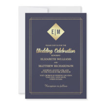 Azul marinho | Dourado Casamento de Padrão Floral