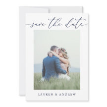 Azul-Marinho Elegante Salvar a Foto de Data