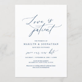 Convite Azul Marinho Mínimo, O amor é paciente, casamento 