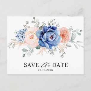 Convite Azul Marinho Slate Dusty Blush Floral