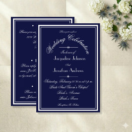 Convite Azul Marinho Tudo Em Um E-mail Site RSVP Casamento