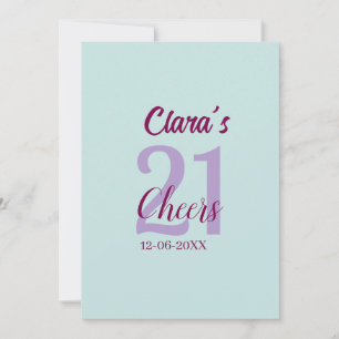Convite azul mauve saúde 21º aniversário adicionar nome da