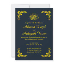 Azul Meia-Noite & Floral Dourado Nikah & Waleema