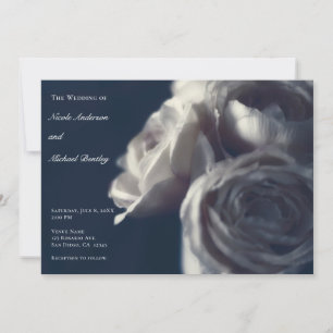Convite Azul Melancólico Rosas Shabby Chic Elegantes Casam
