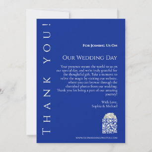 Convite Azul Moderno e Casamento Branco Obrigado