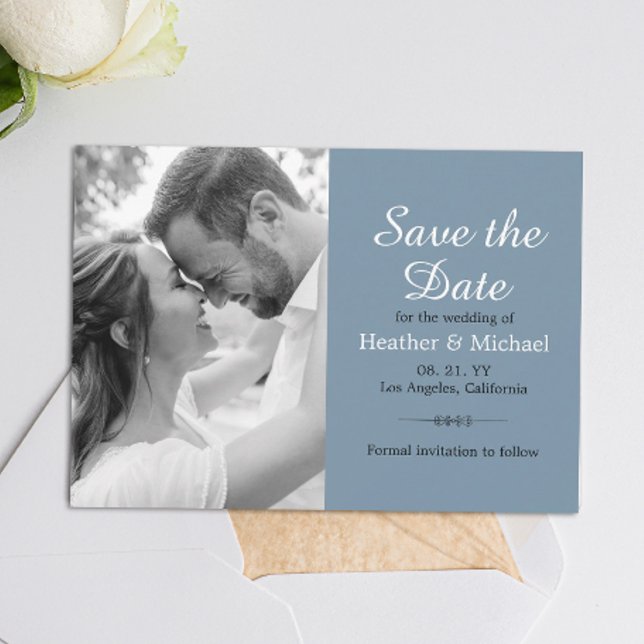 Convite Azul moderno Salve a Data Código QR Casamento (Simplify your RSVP with our QR code save-the-date, adding an unforgettable touch to your special day)