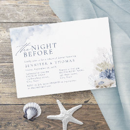 Convite Azul na noite anterior à praia do coral e conchas