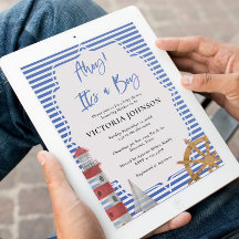 Azul Náutico Ahoy É um Menino Chás de Bebê