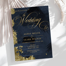 Azul-Noite-Escuro, Casamento Dourado do Painterly