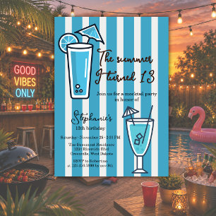 Convite Azul O Verão Em Que Fiz 13 Anos Mocktail Aniversár