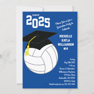 Convite Azul para Graduação de Voleibol