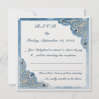 Convite Azul Pérola (Cartão de Resposta de Casamento)
