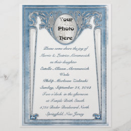 Convite Azul Pérola - Foto (Convite de Casamento)