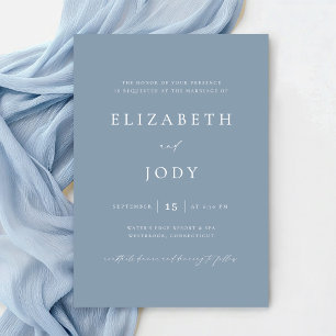 Convite Azul Poeirento Elegante Simples Casamento Moderno