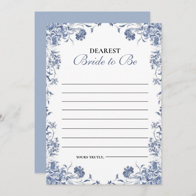 Convite  azul presupuesto Bridgerton Bridal Shower Game (Frente/Verso)