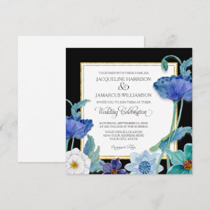 Convite Azul Preto, n Branco, Cor aquosa, Cápsula Floral