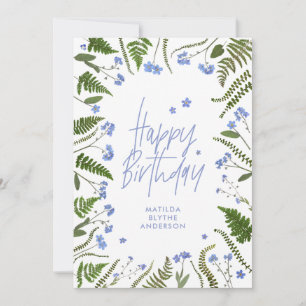 Convite Azul-primeiro aniversario silvestre, botânico