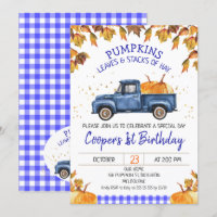 Azul Pumpkin Caminhão de outono Folhagem Aniversár