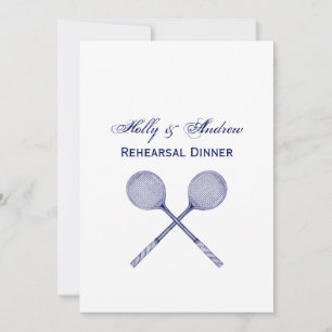 Convite Azul Raquetas Esmagadas Cruzadas