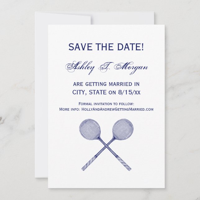Convite Azul Raquetas Esmagadas Cruzadas (Frente)