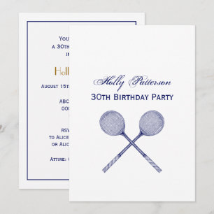 Convite Azul Raquetas Esmagadas Cruzadas