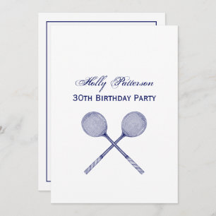 Convite Azul Raquetas Esmagadas Cruzadas