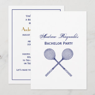 Convite Azul Raquetas Esmagadas Cruzadas