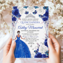Azul Real Prata Brilho Quinceañera Princesa