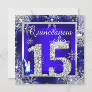 Convite Azul Real Quinceanera 15º Aniversário Elite Elegan